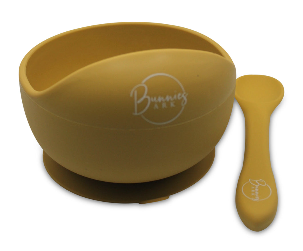 Mustard Yellow Bowl & Wooden Spoon Set